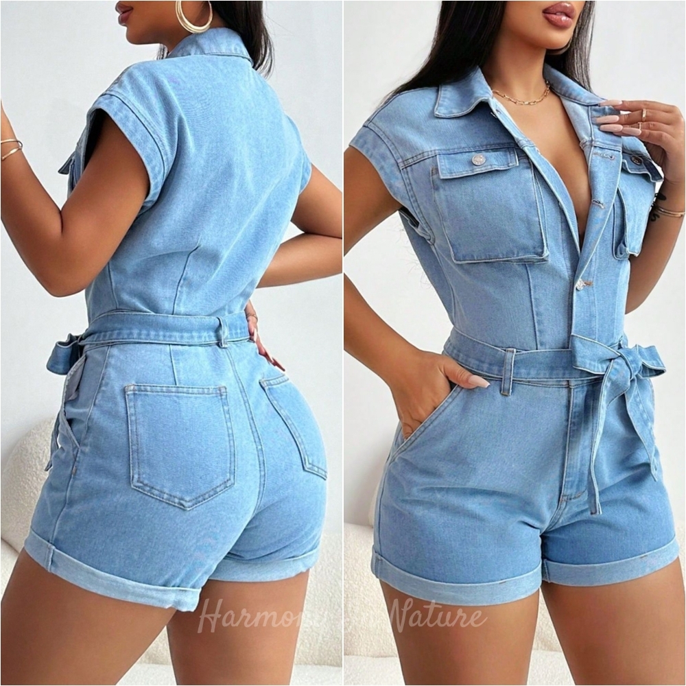 Blue Jean Babe Romper - Picture 2 of 6